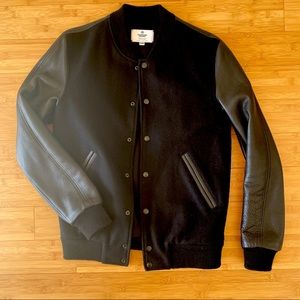 Reigning Champ Men’s Wool Varsity Jacket with Leather sleeves